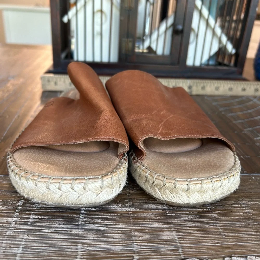 Born Women's Brown leather Slide espadrille Sandals 9